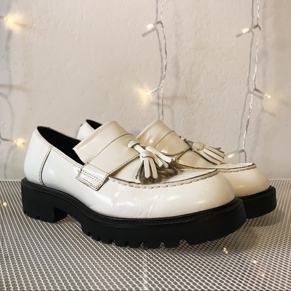 Vagabond Shoes - Vagabond Shoemakers White Leather Platform Loafers